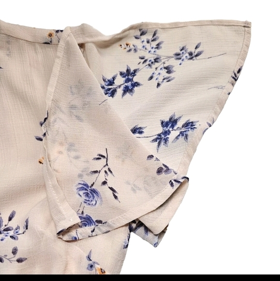 Lulu's Made With Love Small Blush Peach Floral Wrap Casual Mini Short Dress - Picture 9 of 15